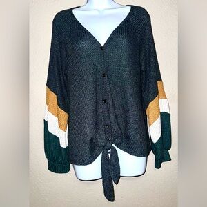 Peach Love California Waffle knit color block top size Medium